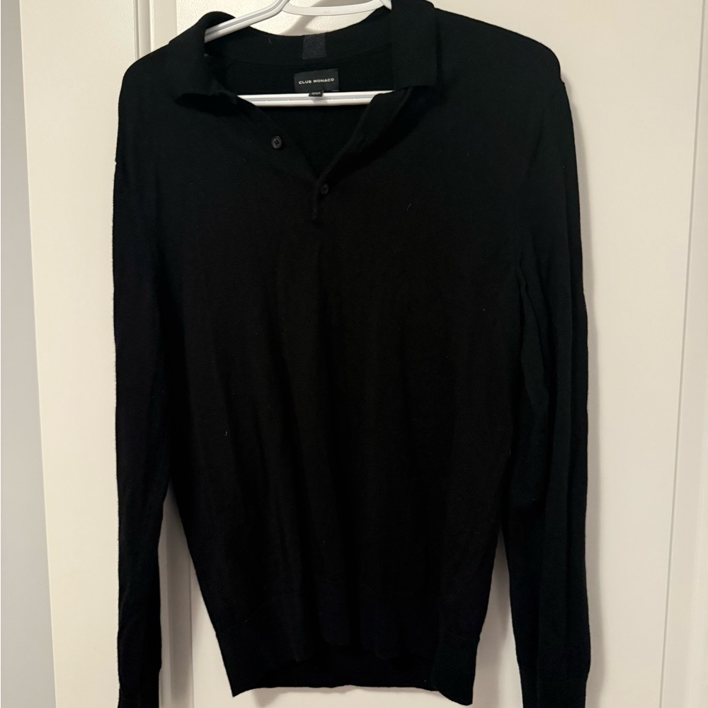 Club Monaco Polo Sweater Black - Size Small